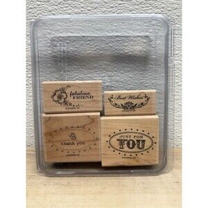 Stampin Up Oval All Set Of 4 Wood Mounted Rubber Stamps